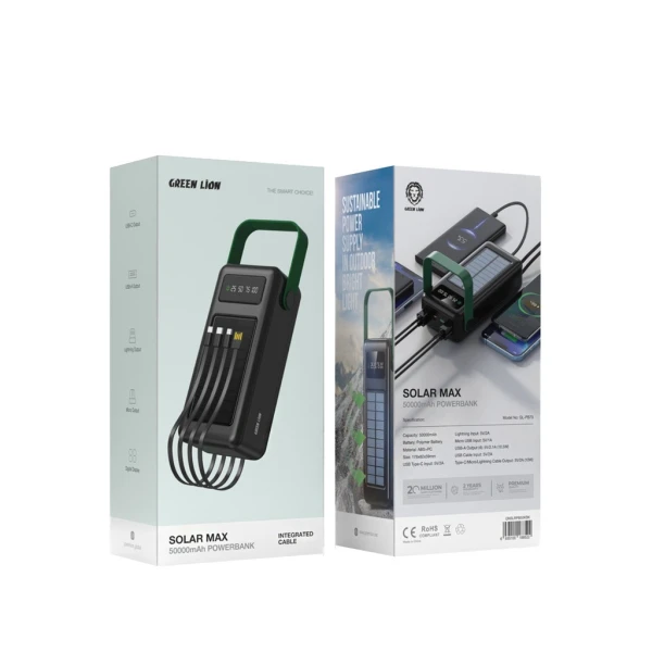 پاوربانک خورشیدی گرین لاین مدل SOLAR MAX ظرفیت 50000 میلی آمپر ساعت